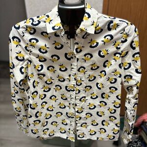 Boden yellow and blue floral print top